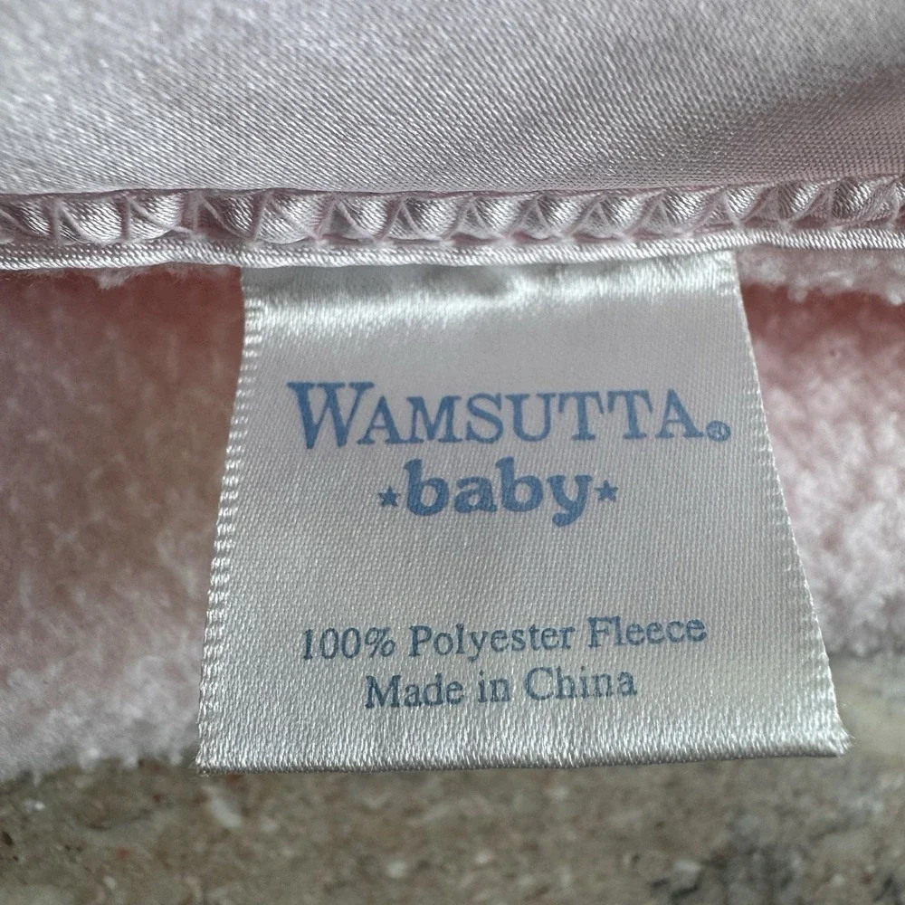Vtg Wamsutta Baby Blanket Pink‎ Satin Trim Flower Butterfly